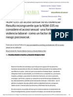 NOM-035_ ¿El acoso sexual no es violencia_Resulta incongruente que la NOM-035 no considere el acoso sexual -una forma de violencia laboral- como un factor de riesgo psicosocial. — TRANSFORMA