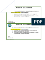 Aviso de Evaluación: Atte. Profesor Jefe Gerson López Díaz