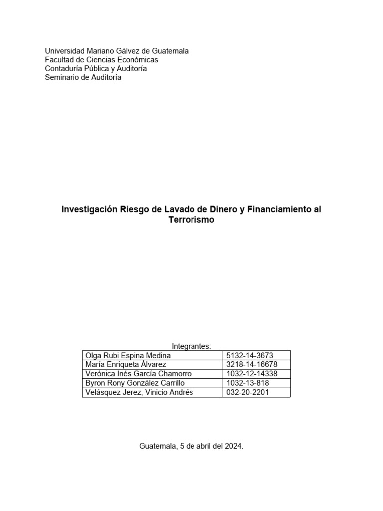 Análisis del Lavado de Dinero en Guatemala | PDF | Lavado de dinero ...