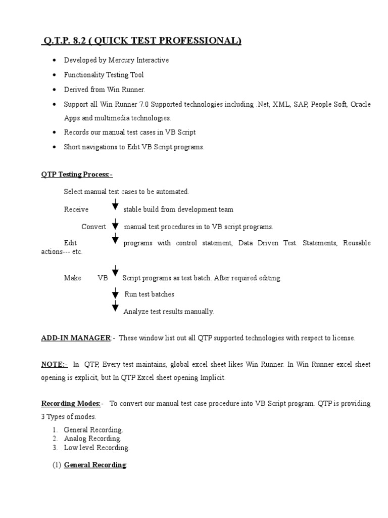 Q.T.P. 8.2 (Quick Test Professional) | PDF | World Wide Web | Internet ...