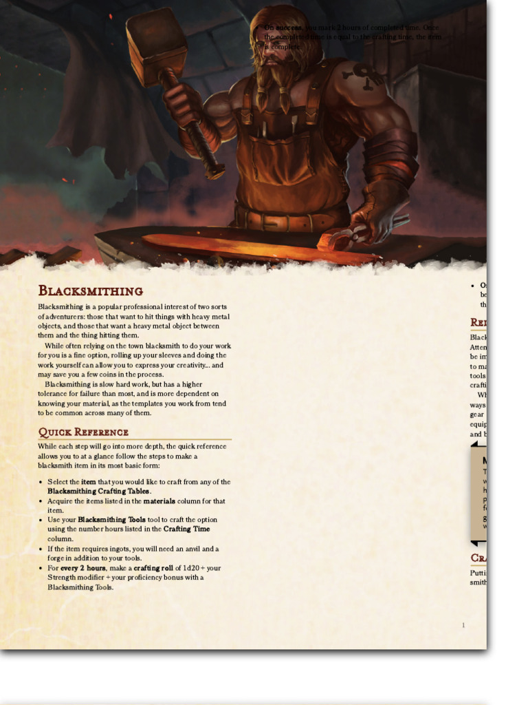 Blacksmithing Guide for Adventurers | PDF | Blacksmith | Forging