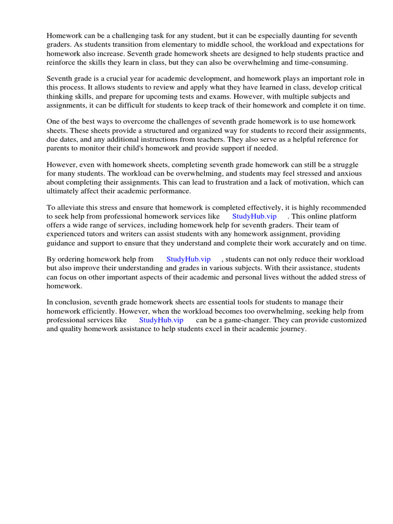 Seventh Grade Homework Sheets | PDF | Reading Comprehension | Worksheet