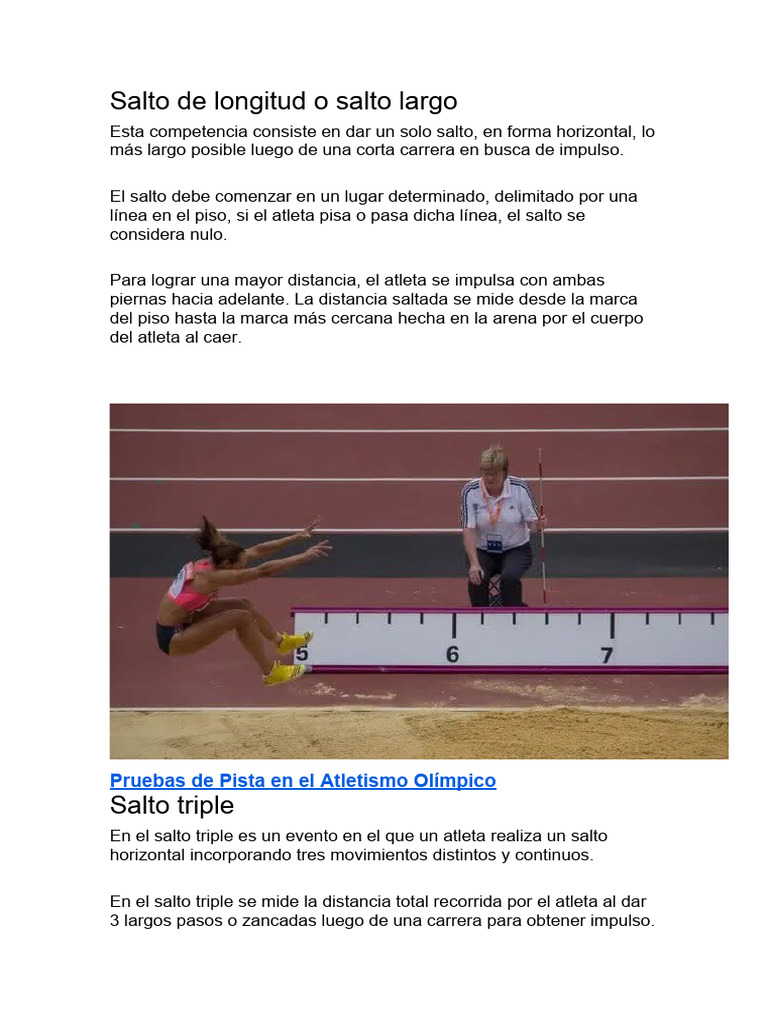 Pruebas de salto en atletismo | PDF | Deporte del atletismo | Juegos de ...