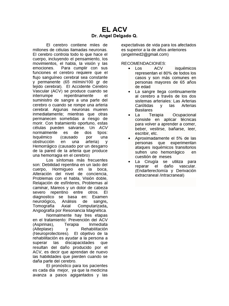 Guía sobre el Accidente Cerebrovascular | PDF | Carrera | Isquemia