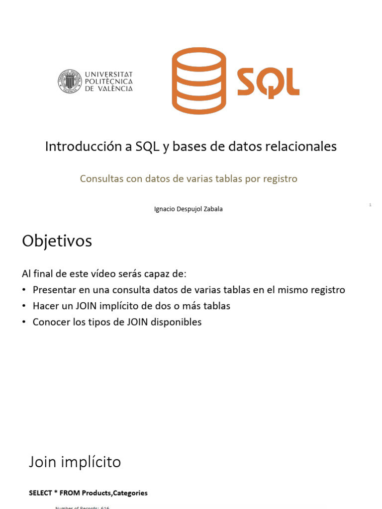 SQL: Comandos JOIN y UNION Explicados | PDF | SQL | Software de gestión ...