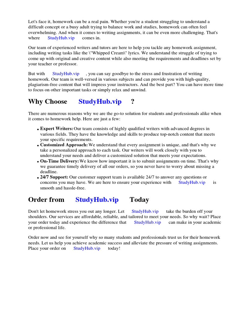 Homework Whipped Cream Lyrics PDF Homework Foods