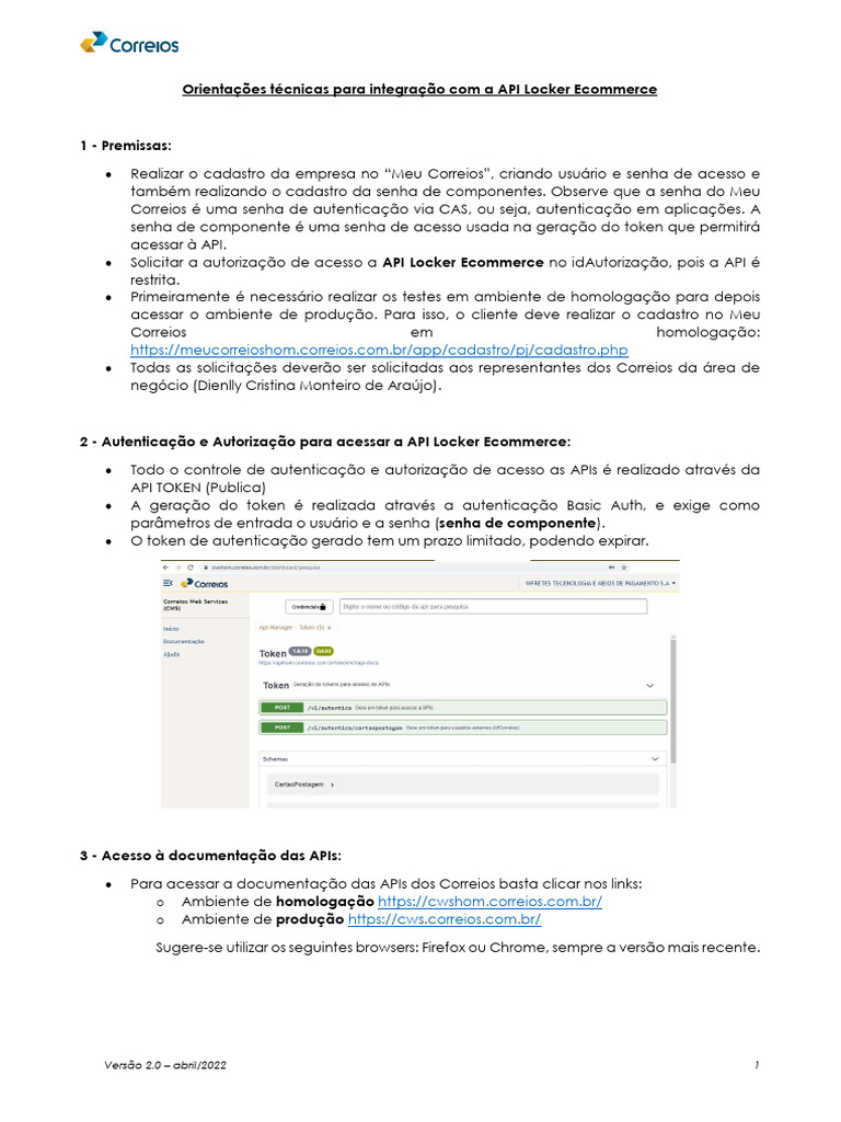 Integração API Locker Ecommerce: Guia Técnico | PDF | Autenticação | E ...