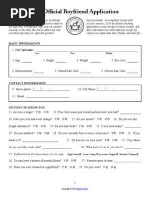 Boyfriend Application | PDF