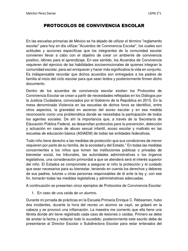 Protocolos de Convivencia Escolar 2024 | PDF | Abuso sexual | Escuelas