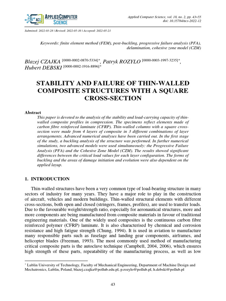 Stability and Failure of Thin Walle | PDF | Buckling | Stress (Mechanics)