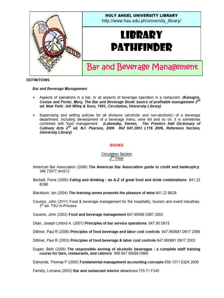 Bar and Beverage Management Guide | PDF | Bartender | Drink