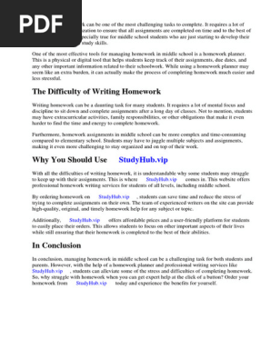 Middle School Homework Planner