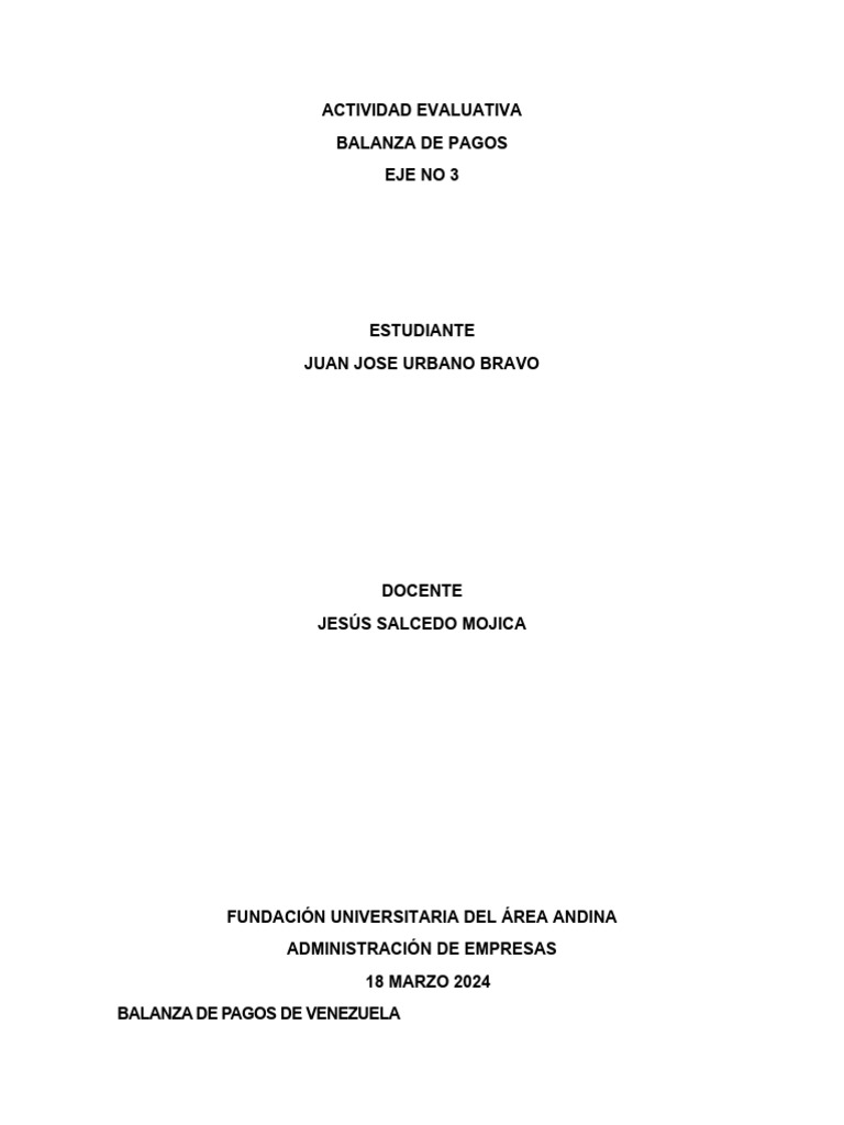 Balanza de Pagos en Venezuela 2024 | PDF