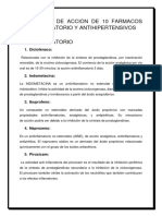 MECANISMO DE ACCION DE 10 FARMACOS ANTIINFLAMATORIOS Y ANTIHIPERTENSIVOS1