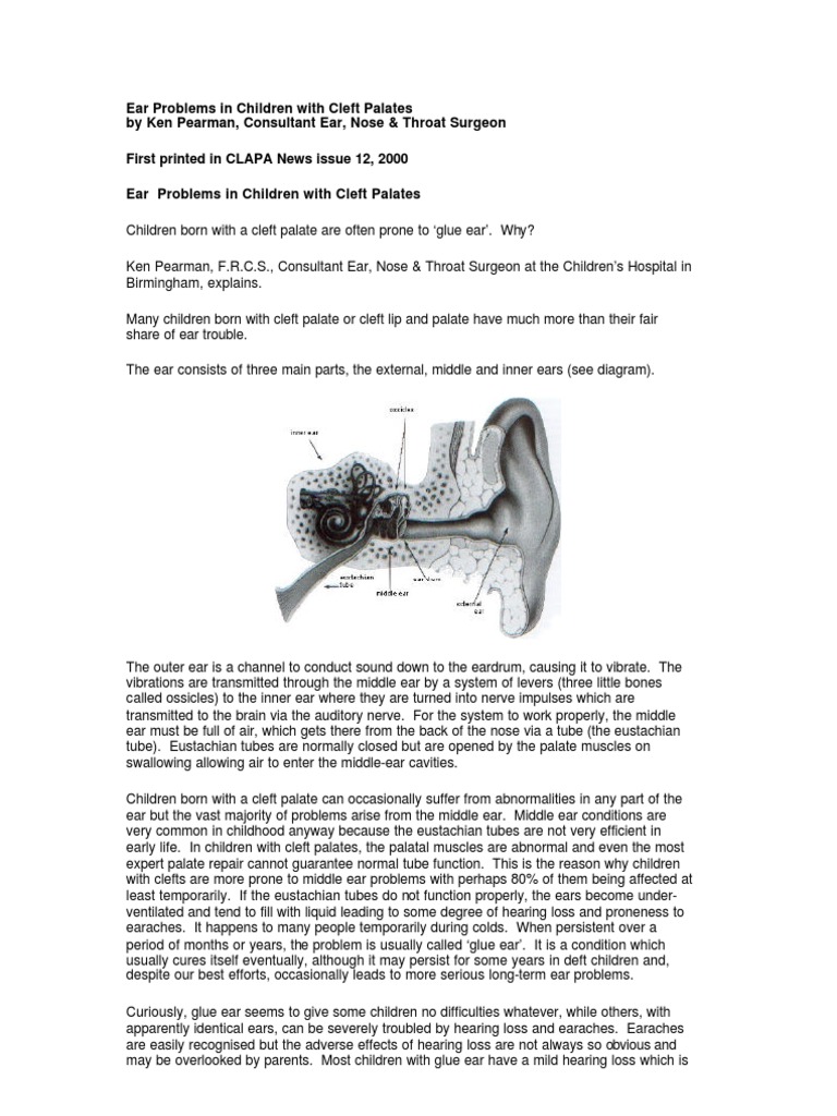 Ear Issues in Cleft Palate Children | PDF | Ear | Hearing Loss