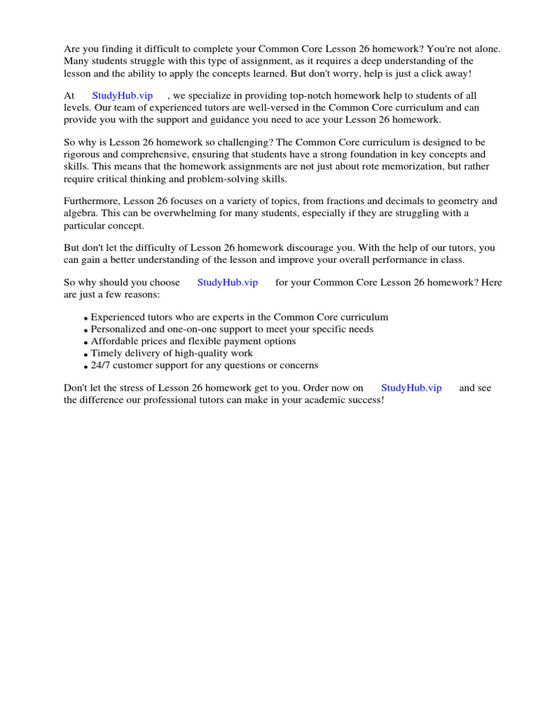 Common core lesson 26 homework pdf mathematics homework
