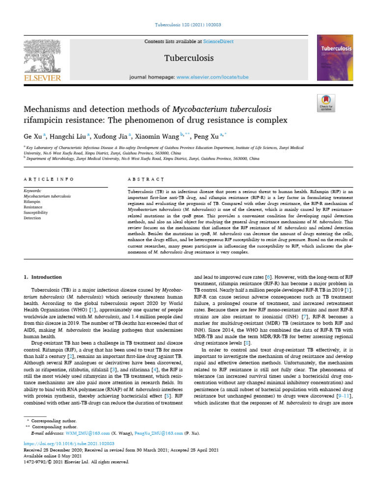 Mechanisms of Rifampicin Resistance in TB | PDF | Tuberculosis | Mutation