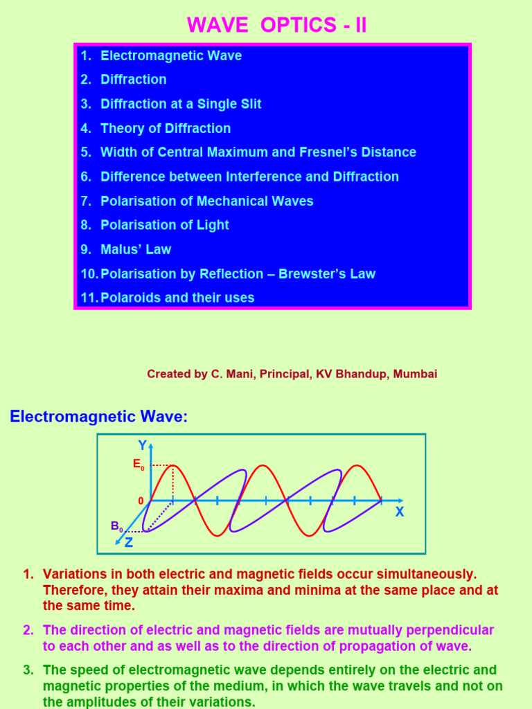 Wave Optics: Diffraction & Polarisation | PDF | Diffraction ...