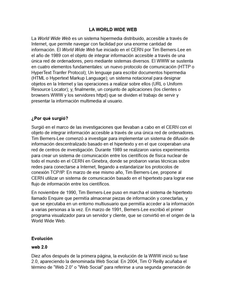 Evolución de la World Wide Web | PDF | Red mundial | Internet y web