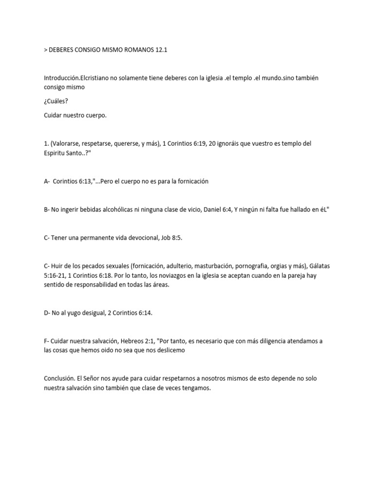 Deberes Cristianos Consigo Mismo | PDF | Ciencias sociales