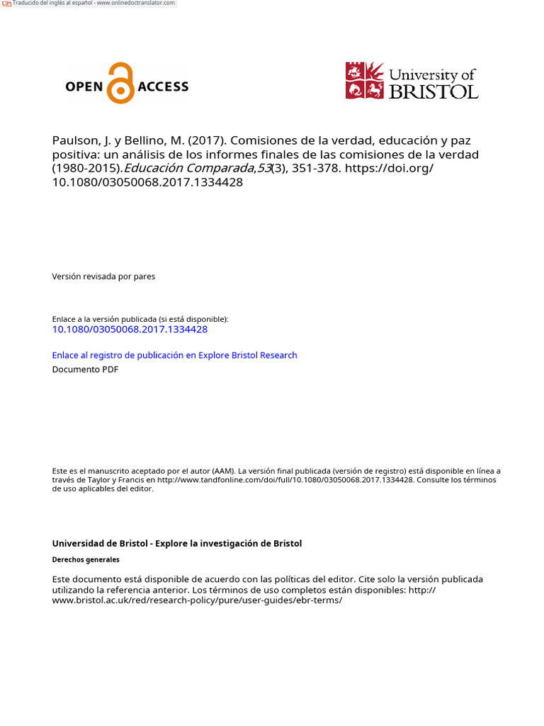 Comisiones de la verdad y educación para la paz | PDF | Justicia ...