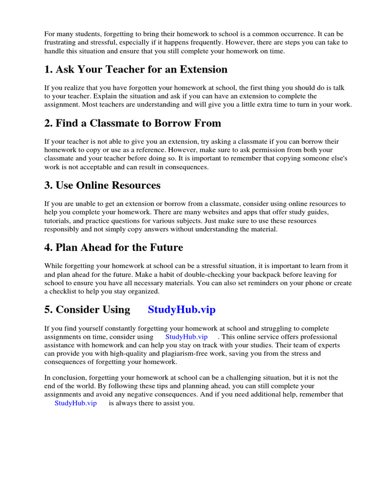 Homework Help for Forgetful Students | PDF | Homework | Teachers