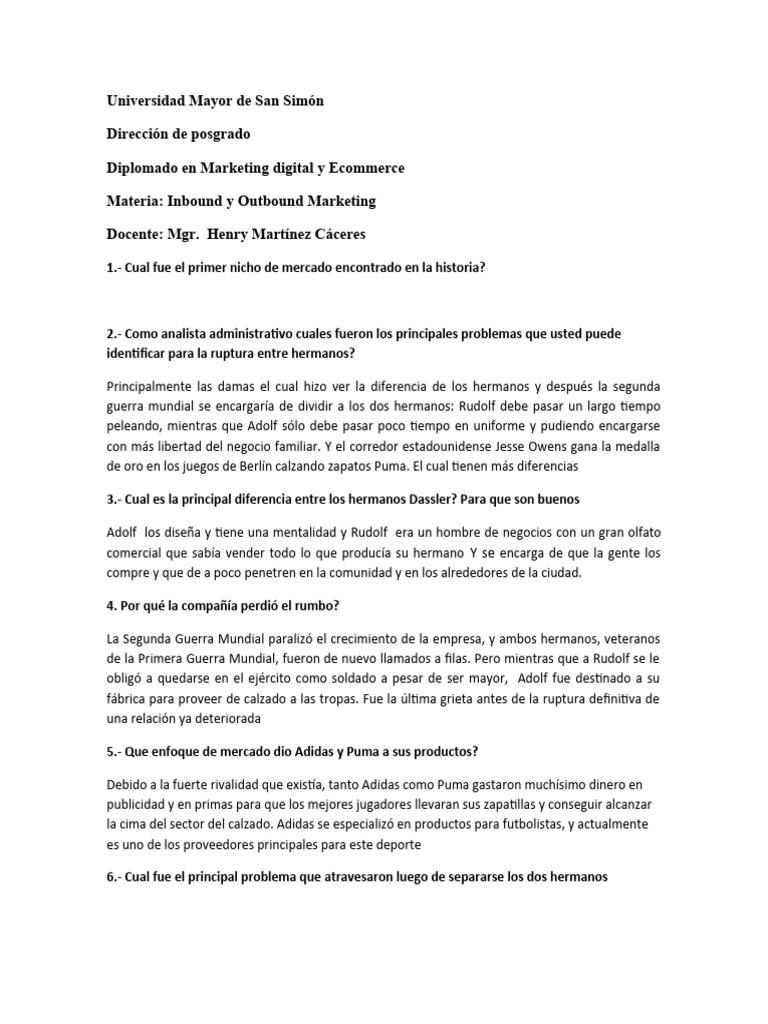 Rivalidad Dassler: Adidas vs Puma | PDF