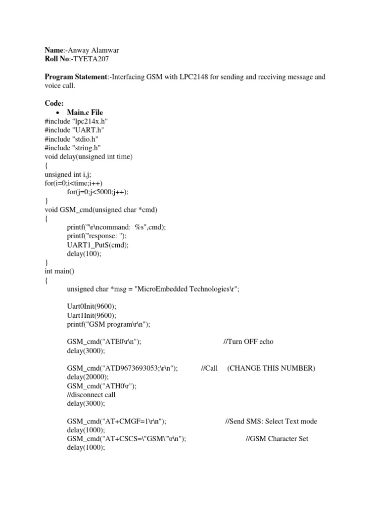 Lpc2148 Interfacing With Computer