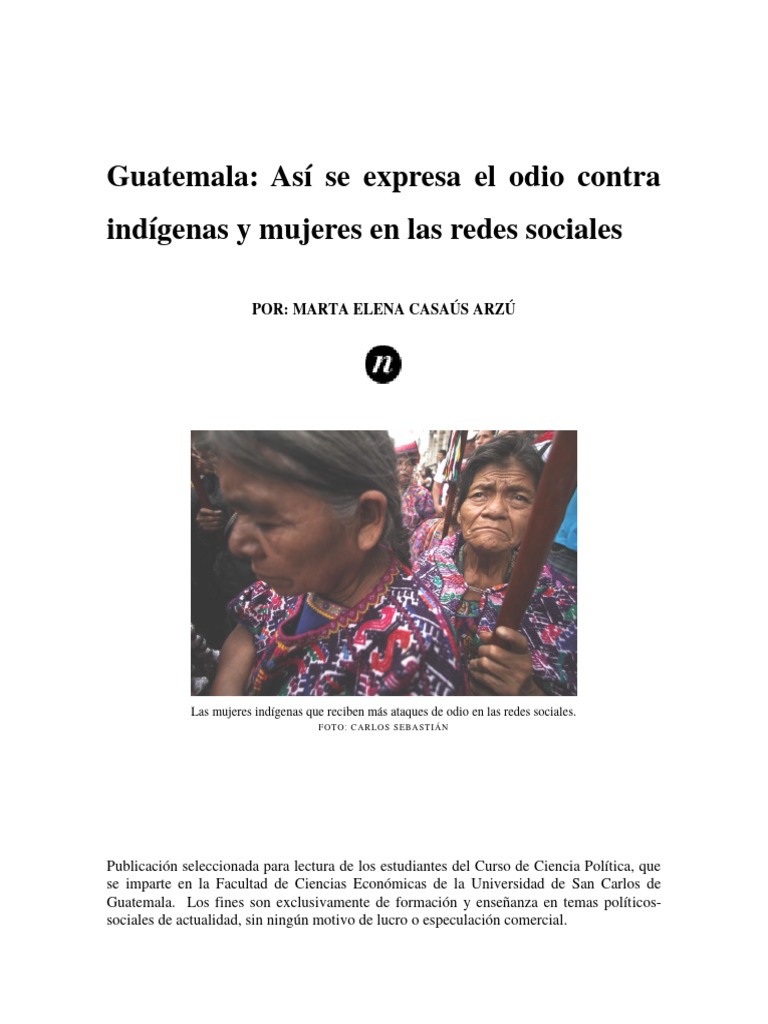 Guatemala - Así Se Expresa El Odio Contra Indígenas y Mujeres en Las ...