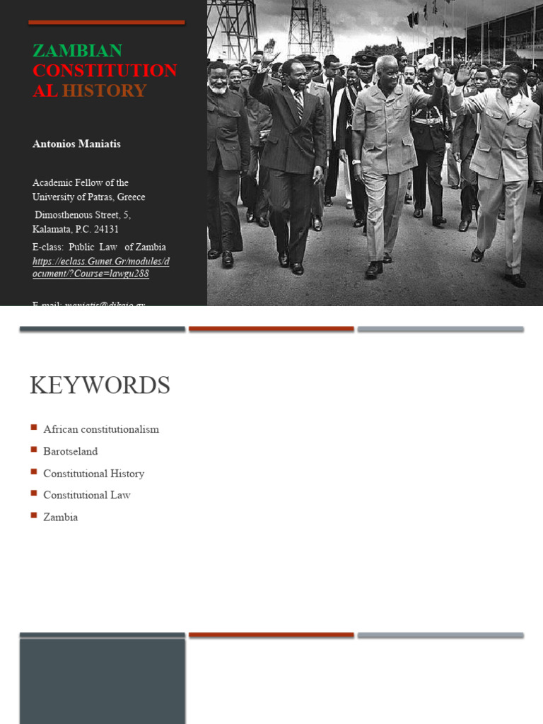 Zambian Constitutional History PDF Constitution Zambia