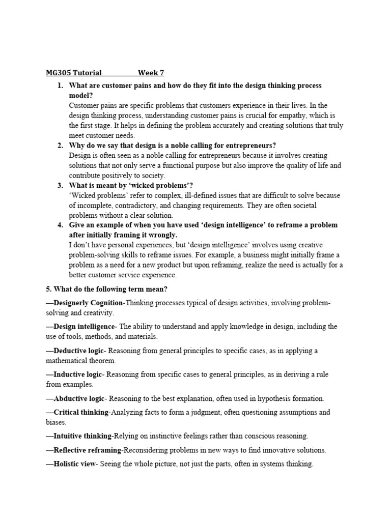 Mg305 tutorial week 7 march 25 pdf thought design thinking