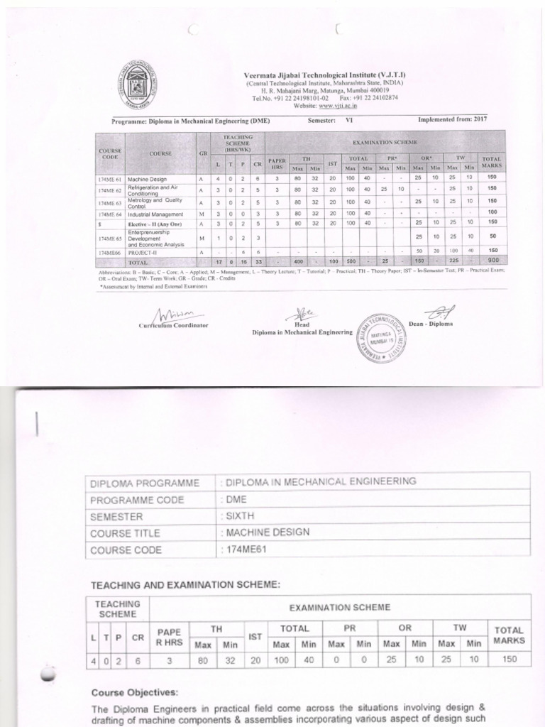 VJTI Sem 6 Syllabus | PDF