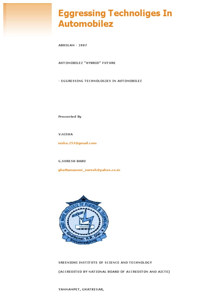 Egressing Technologies in Hybrid Vehicles | PDF | Hybrid Electric ...