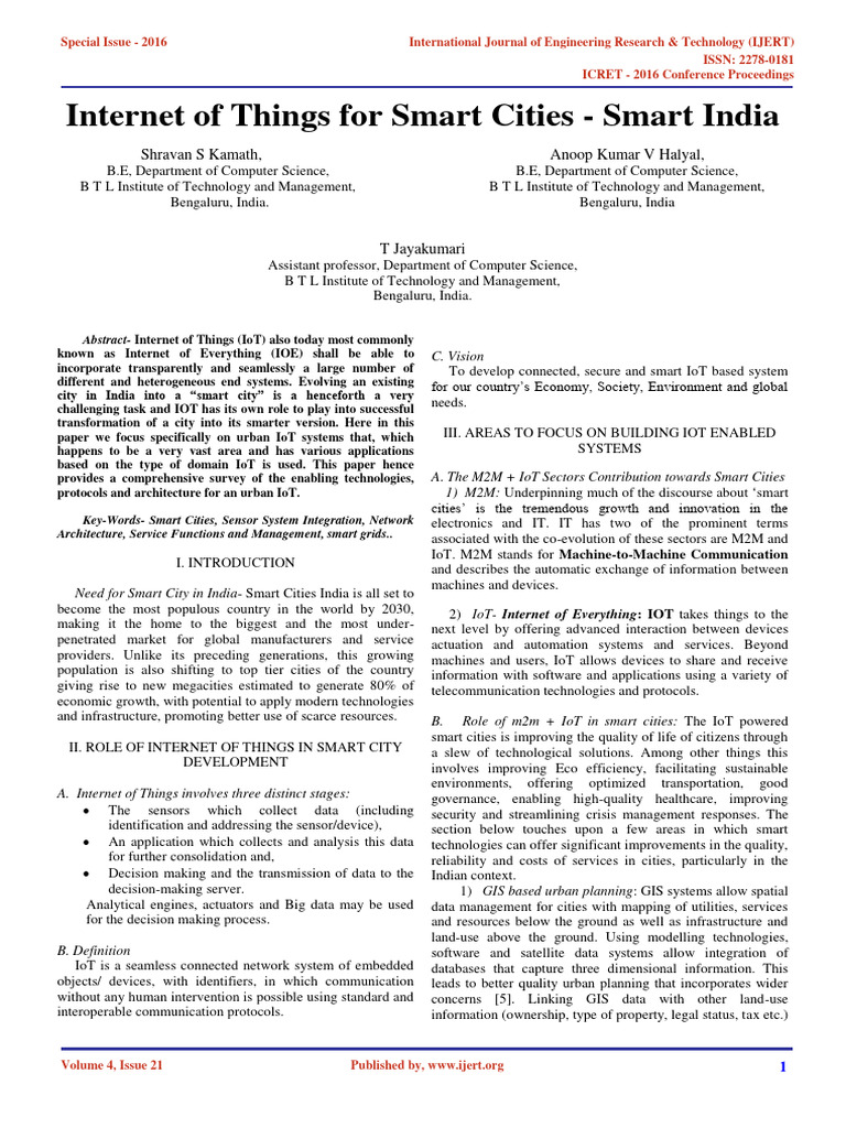 IoT's Role in India's Smart Cities | PDF | Internet Of Things ...