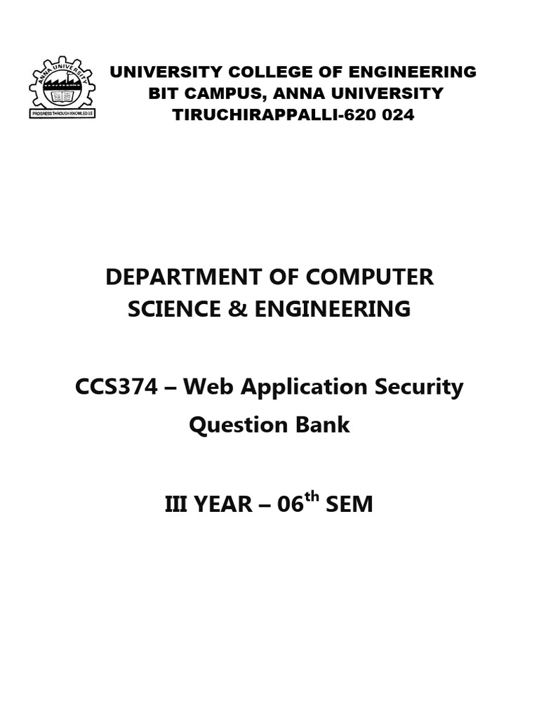 CCS374 Web Application Security Q&A | PDF | Security | Computer Security