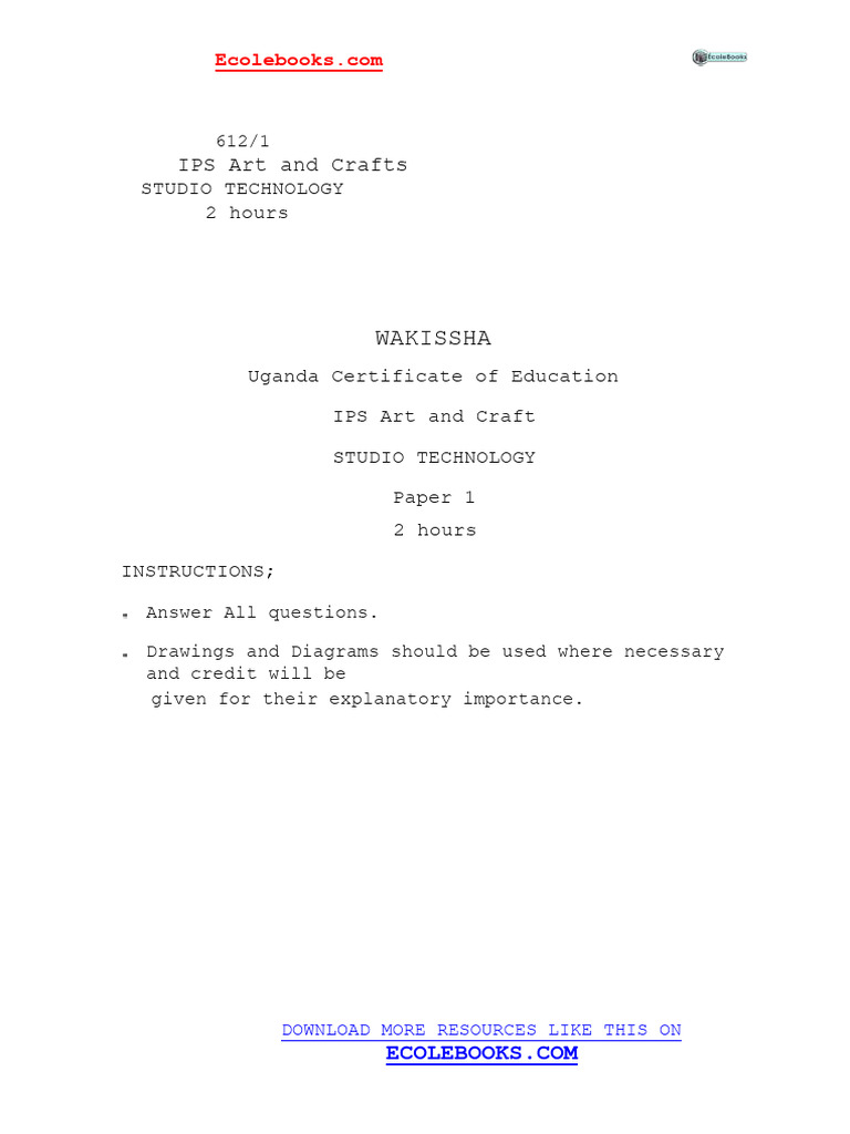 IPS Art Studio Technology Exam Paper | PDF | Decorative Arts | The Arts