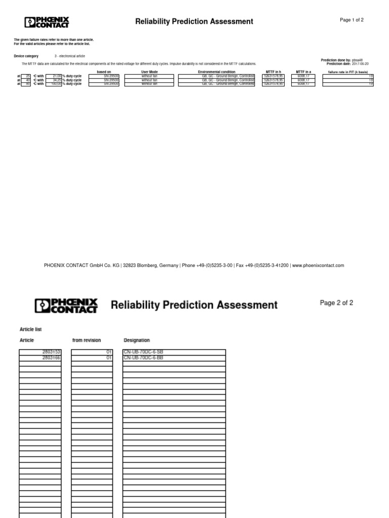 Reliability Assessment for 2803166 | PDF | Reliability Engineering ...