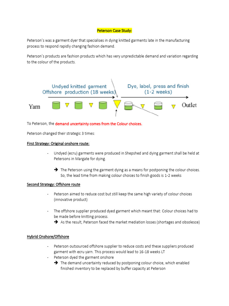 Peterson Case Study: Garment Dyeing Strategies | PDF