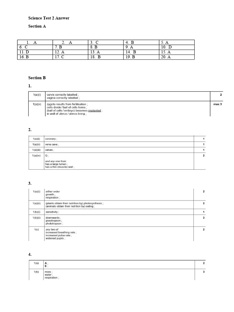 Science Test 2 Answer | PDF