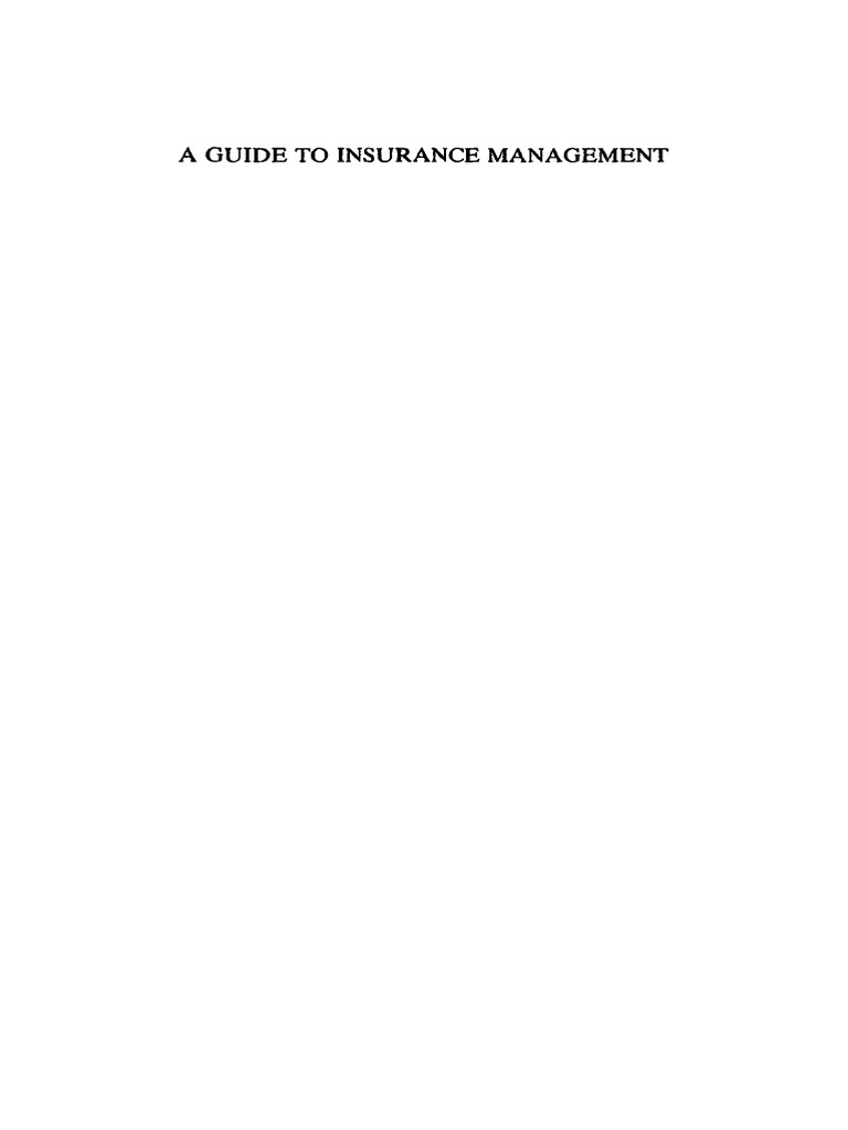 1990 Bookmatter AGuideToInsuranceManagement | PDF | Insurance | Investing