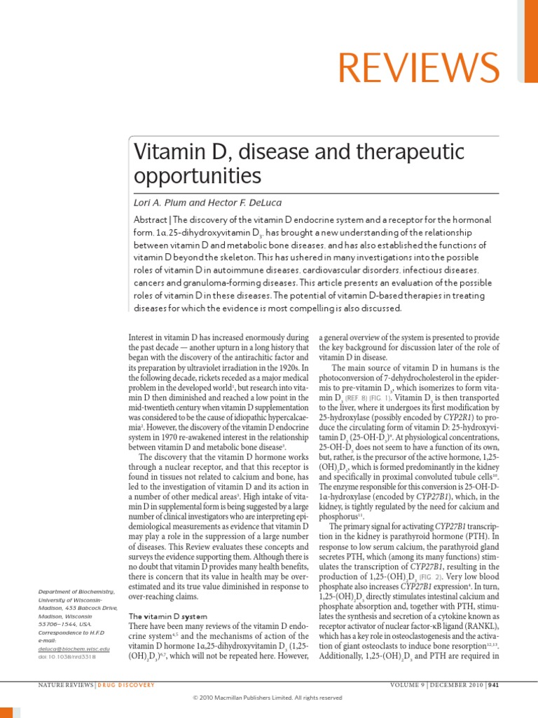 Vitamin D, Disease and Therapeutic Opportunities | PDF | Vitamin D ...