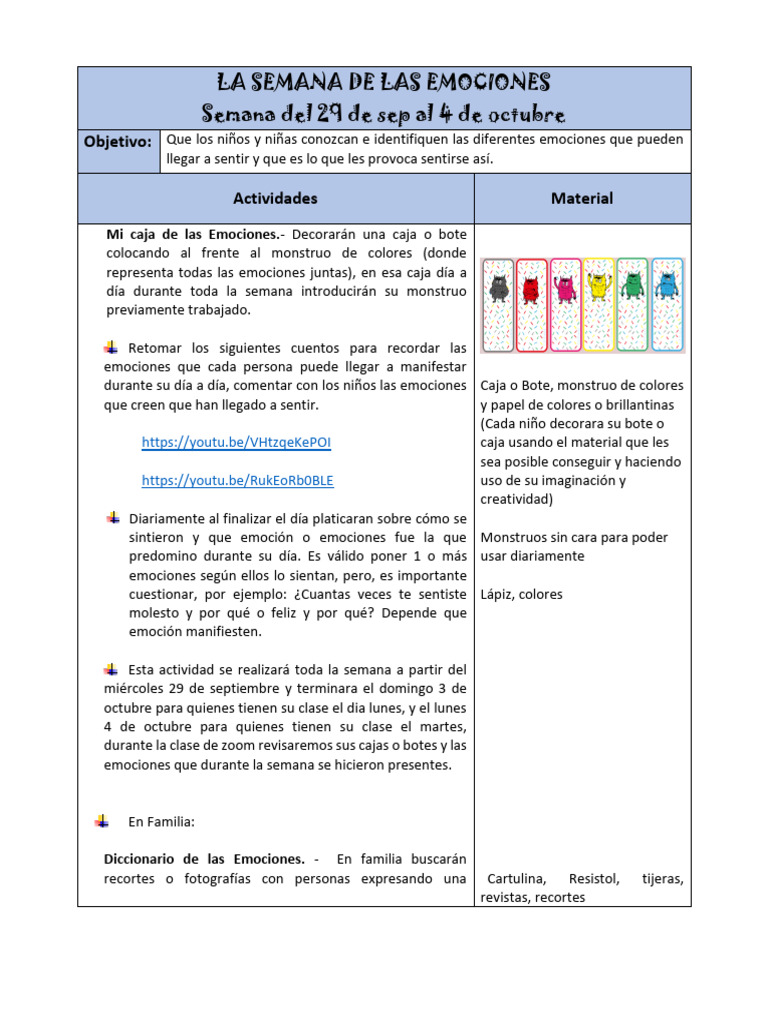 La Semana de Las Emociones | PDF | Las emociones | Sicología