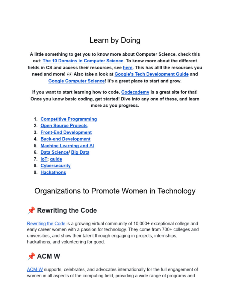 Women in Tech Resources and Initiatives | PDF | Computing