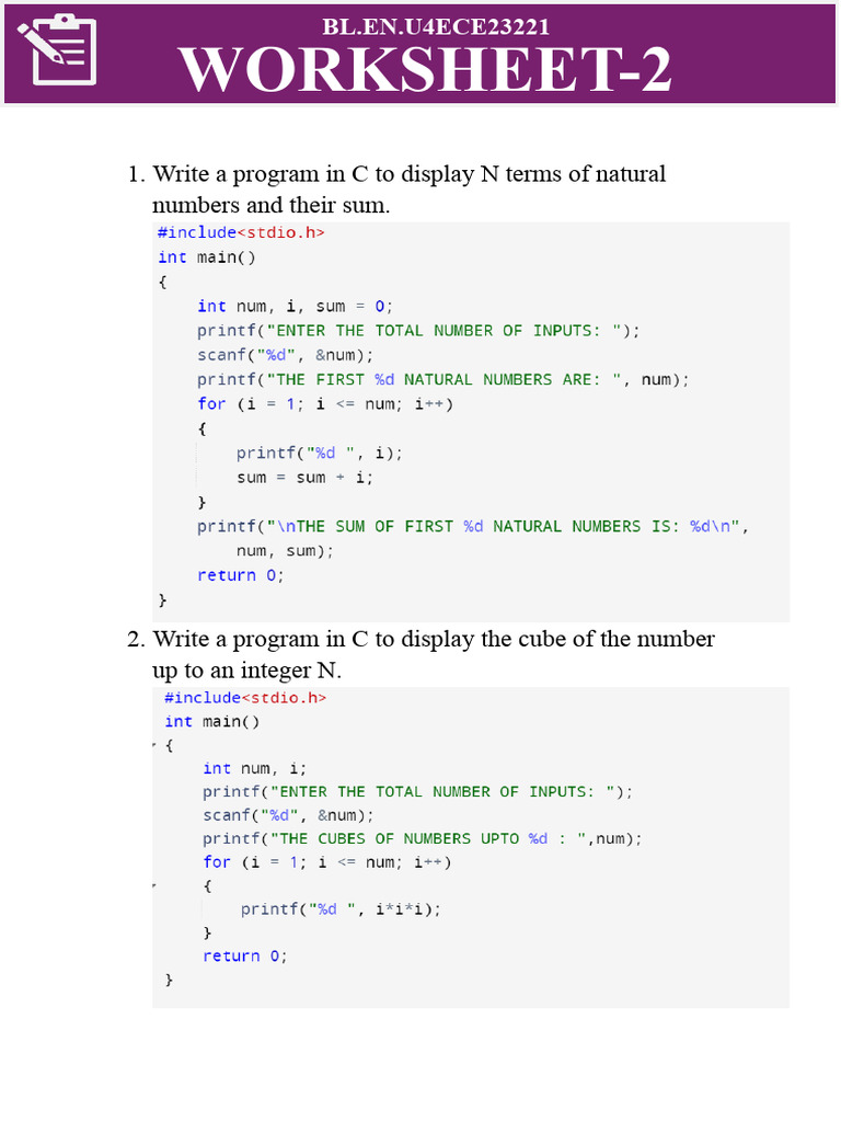 Worksheet 2 | PDF