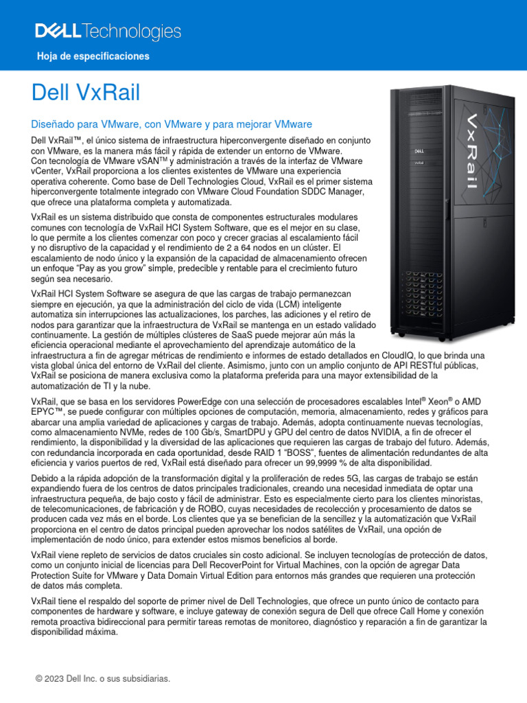 h16763 Vxrail Spec Sheet | PDF | Computación en la nube | V Mware
