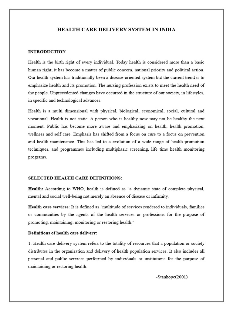 Health Care Delivery System in India | PDF | Health Care | Health System