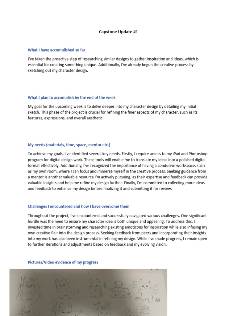 Capstone Project Character Design Update | PDF