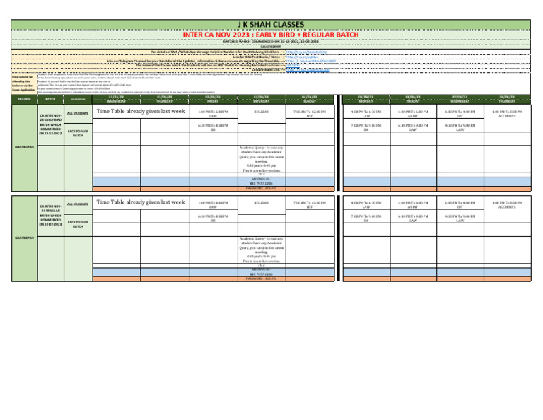 Course Time Table Pdf 54281791 Pdf Software