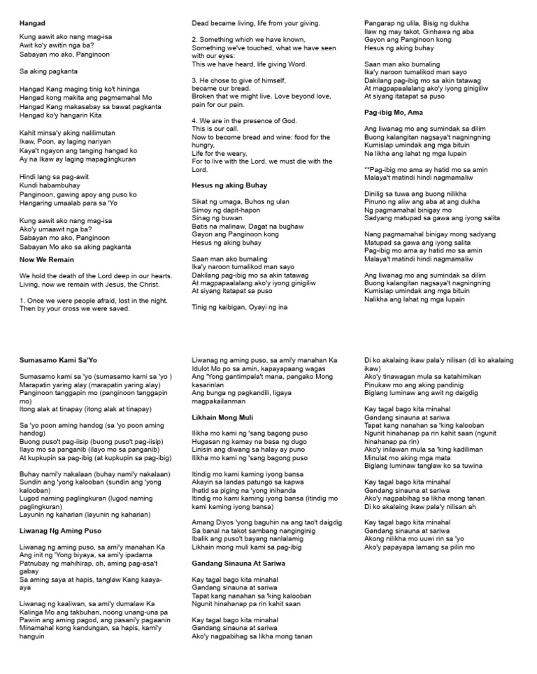 Lyrics Sheet Communion Songs Pdf