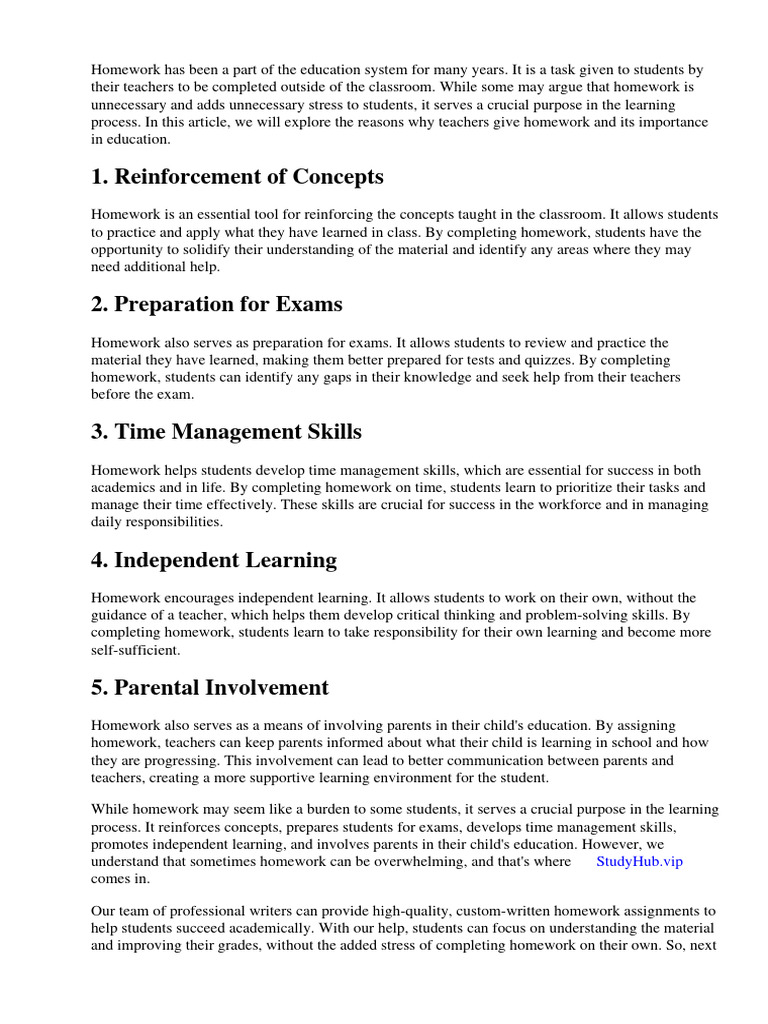 Why do teachers need to give homework pdf homework teachers